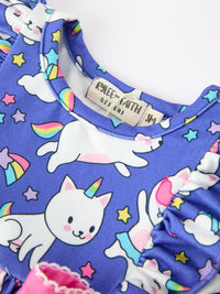 Cat Print Girls Long Sleeve Romper