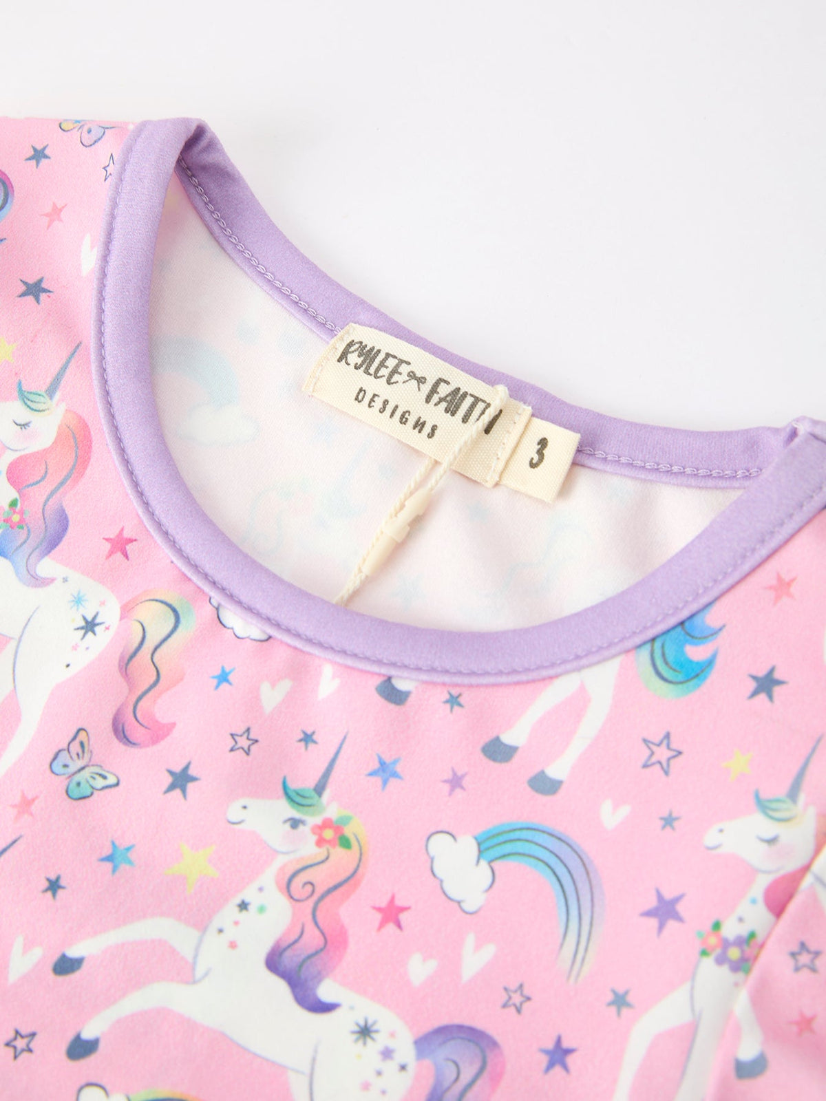 Unicorn Girls Pocket Dress Rainbow Star Print
