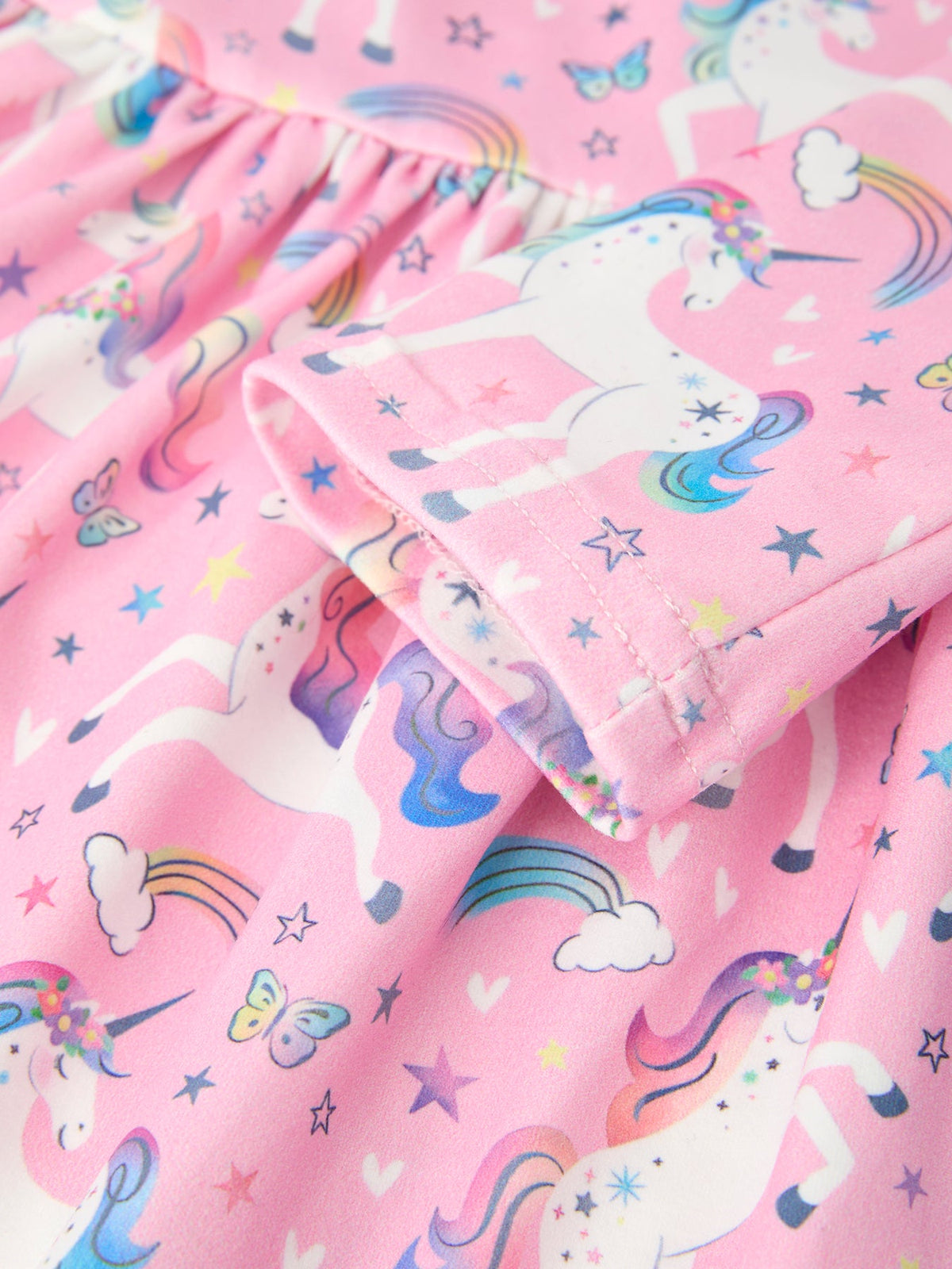 Unicorn Girls Pocket Dress Rainbow Star Print