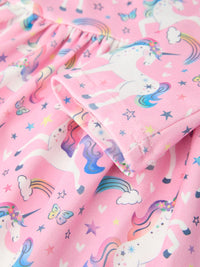 Unicorn Girls Pocket Dress Rainbow Star Print