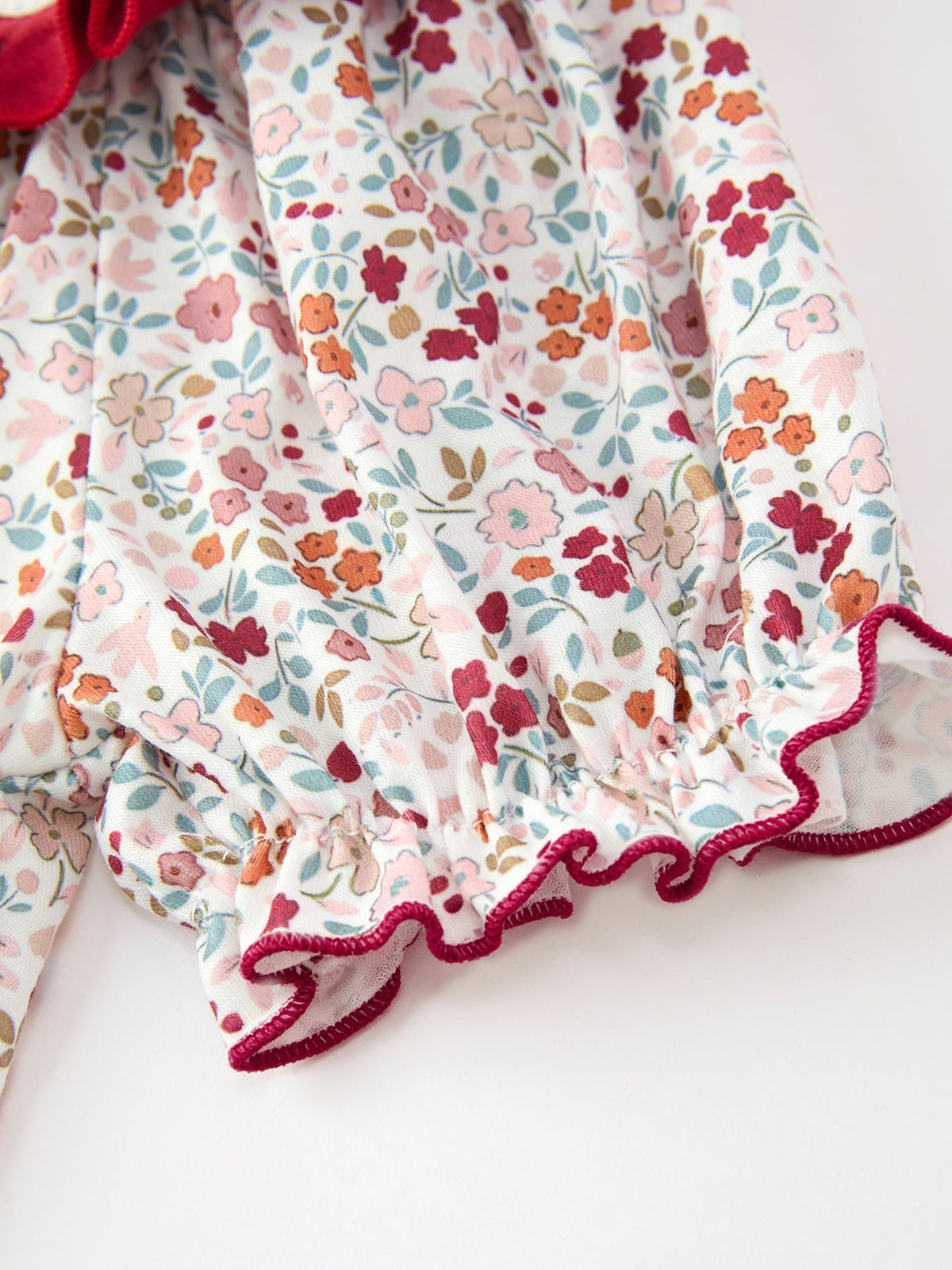 Pumpkin Embroidery Girls Dress Floral Ruffle Collar Dress