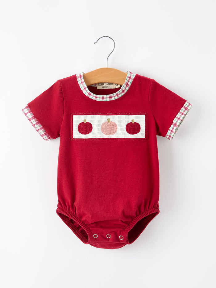 Pumpkin Embroidery Baby Boy Romper