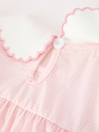 Pink Duck Embroidered Baby Girl Dress Peter Pan Collar Bow Dress