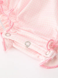 Pink Duck Embroidered Baby Girl Romper Ruffle Collar
