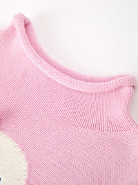 Girls Ghost Bow Knit Sweater Halloween Cute Embroidered Pullover