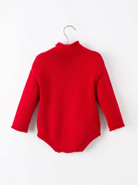 Christmas Tree Red Knit Appliqué Romper