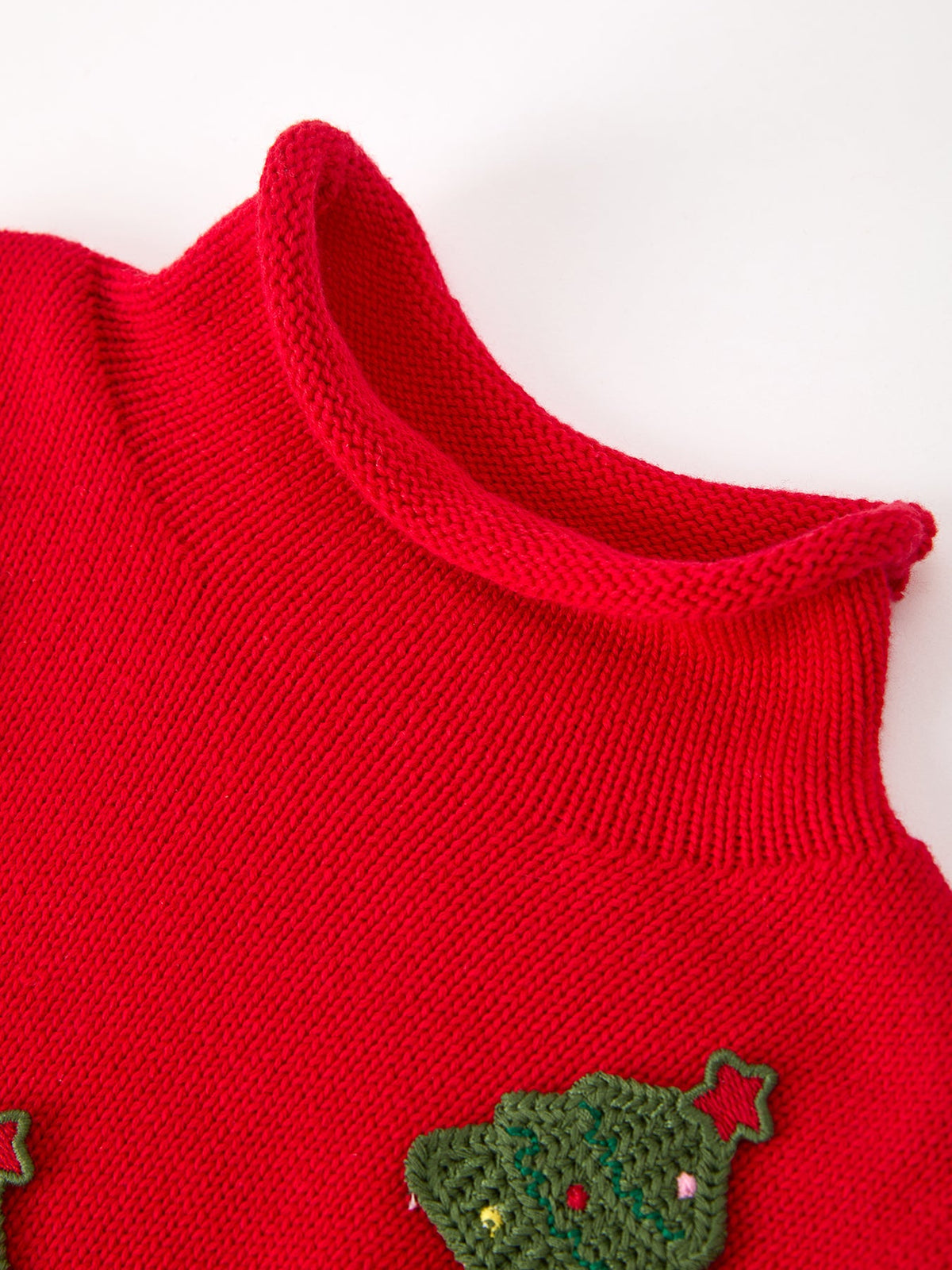 Christmas Tree Red Knit Appliqué Romper
