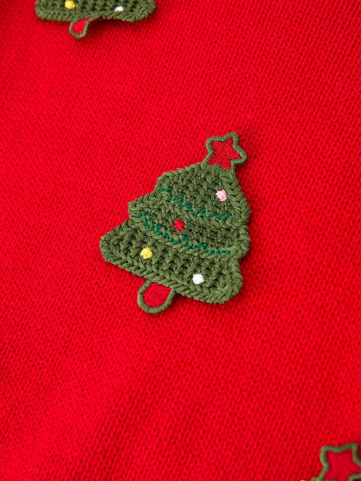 Christmas Tree Red Knit Appliqué Romper