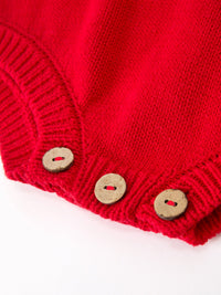 Christmas Tree Red Knit Appliqué Romper