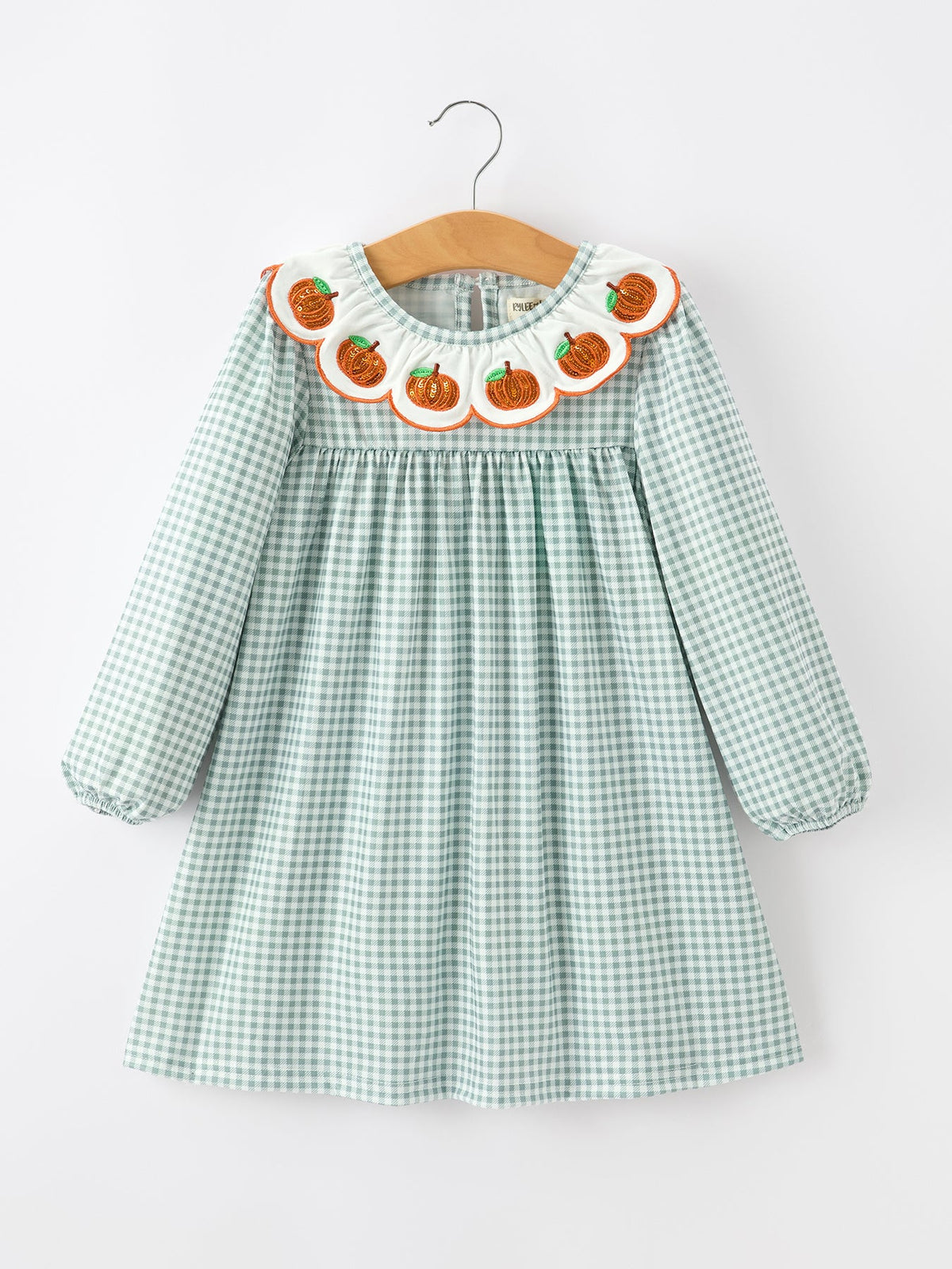 Fall Pumpkin Embroidery Girls Dress Peter Pan Collar