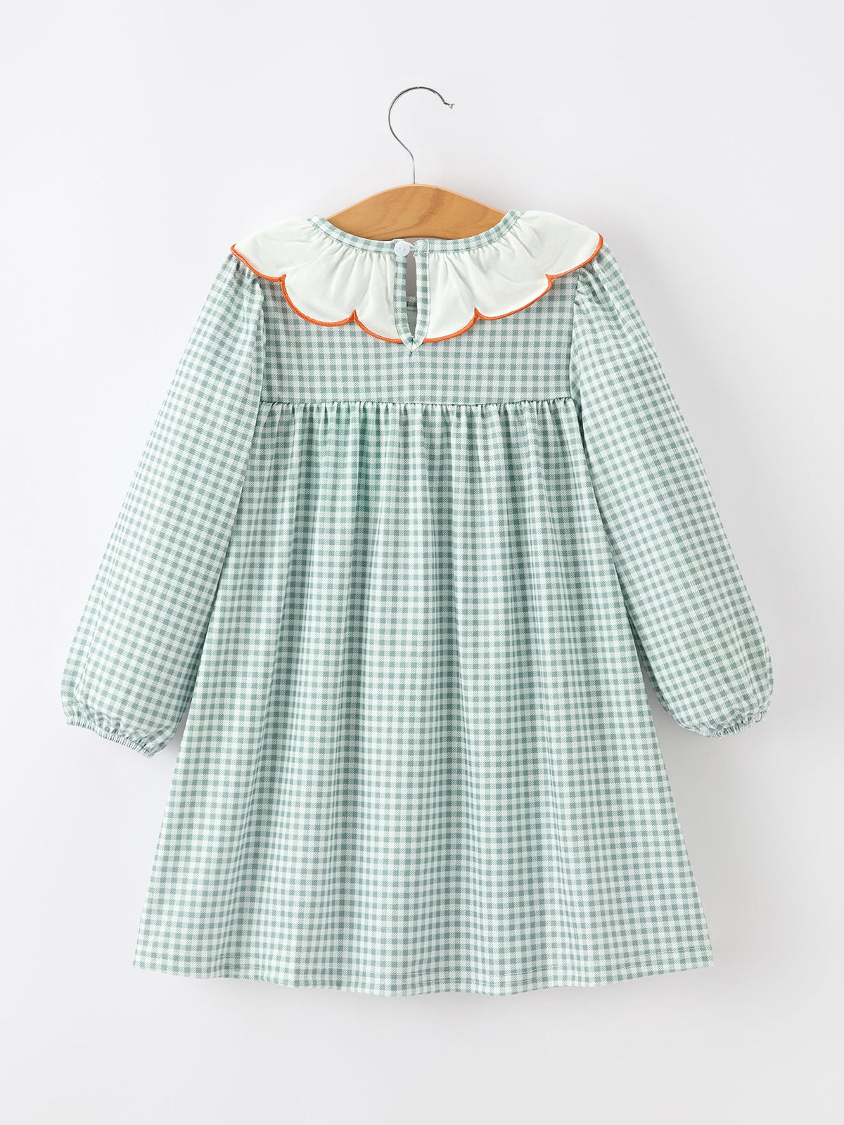 Fall Pumpkin Embroidery Girls Dress Peter Pan Collar