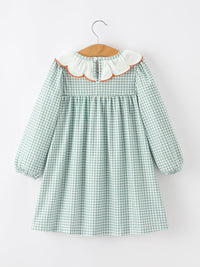 Fall Pumpkin Embroidery Girls Dress Peter Pan Collar