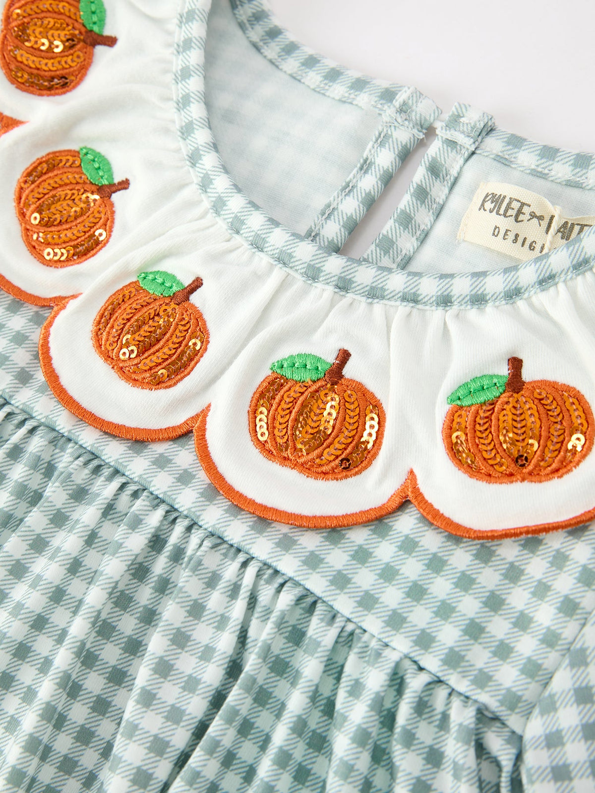 Fall Pumpkin Embroidery Girls Dress Peter Pan Collar