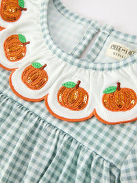 Fall Pumpkin Embroidery Girls Dress Peter Pan Collar