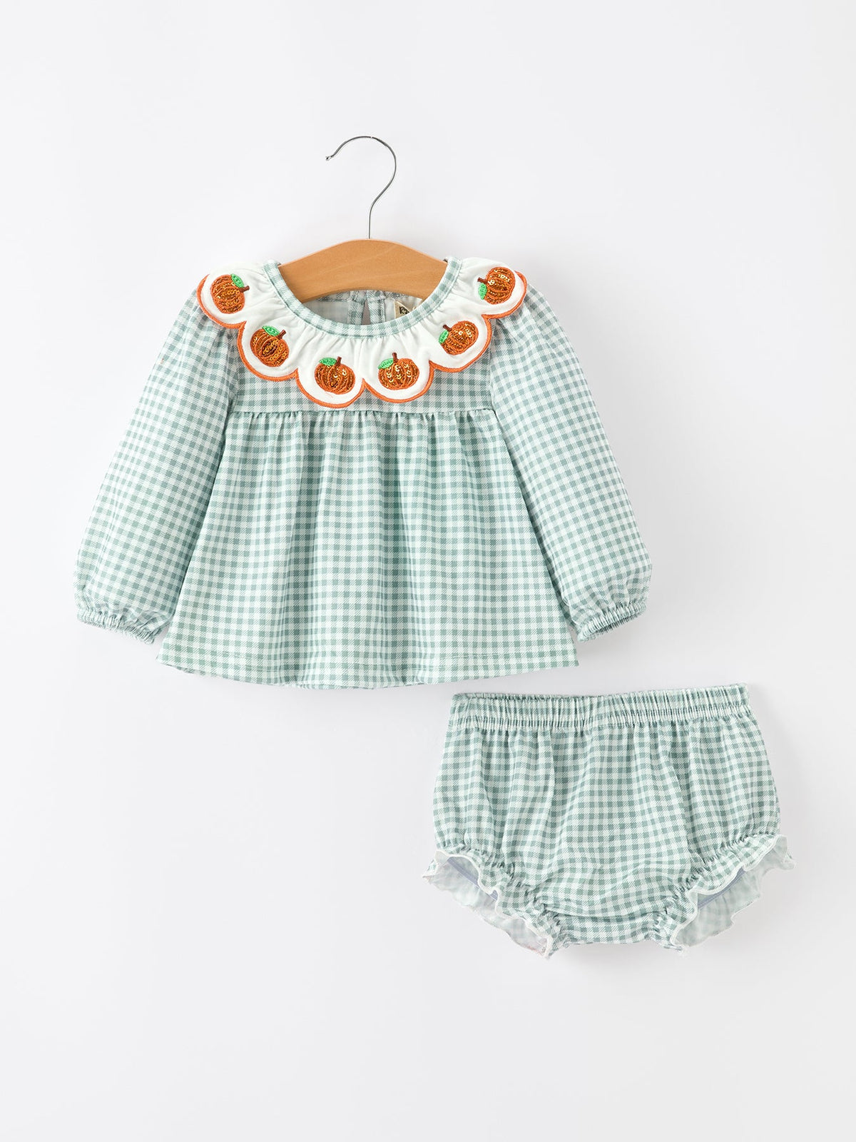 Fall Embroidered Pumpkin Girls Bloomer Set