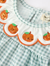 Fall Embroidered Pumpkin Girls Bloomer Set