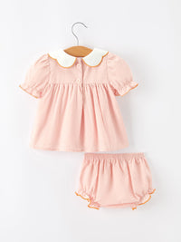 Fall Embroidered Girls Bloomer Set