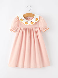 Fall Applique Girls Puff Sleeve Dress