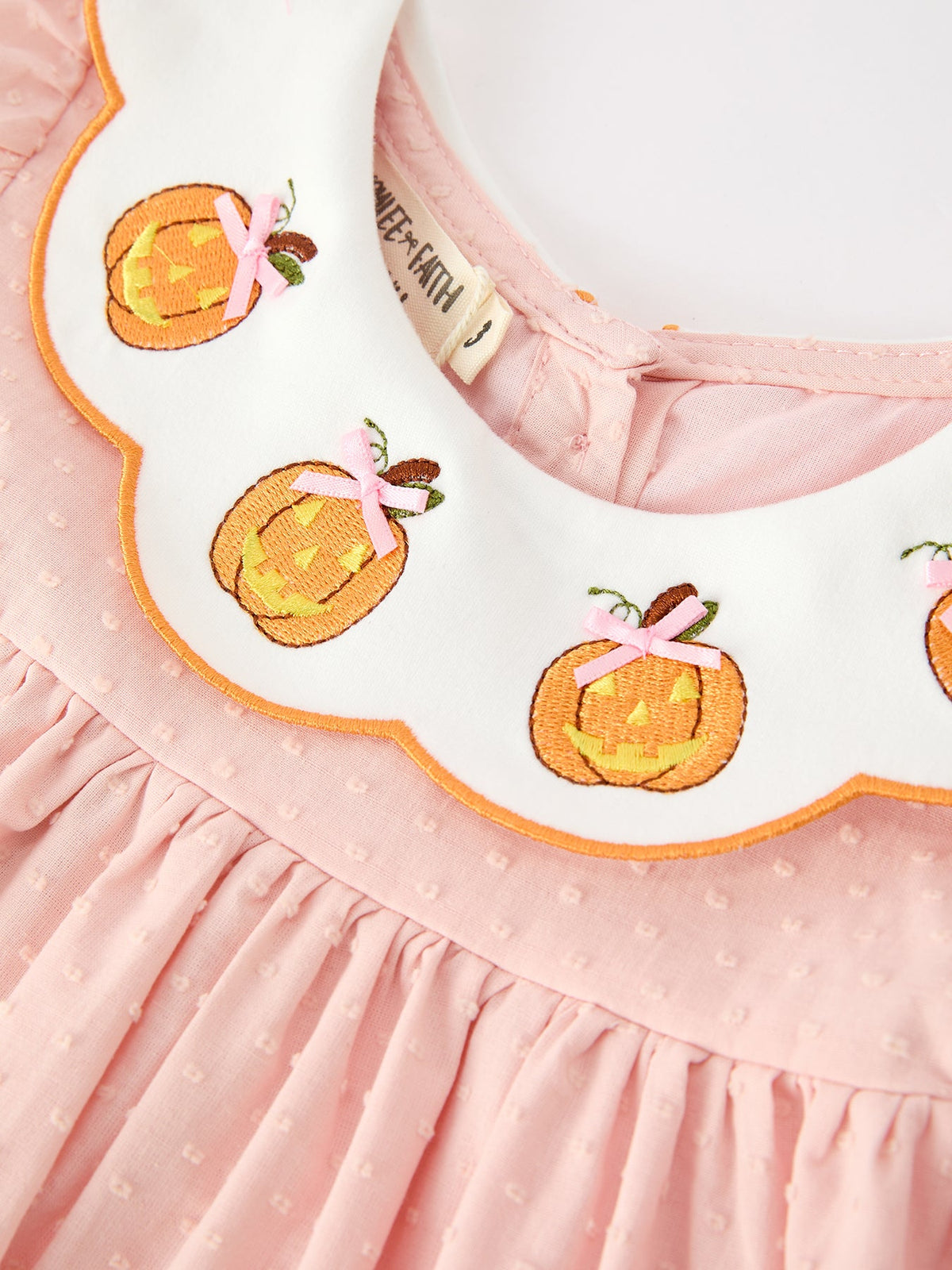 Fall Applique Girls Puff Sleeve Dress