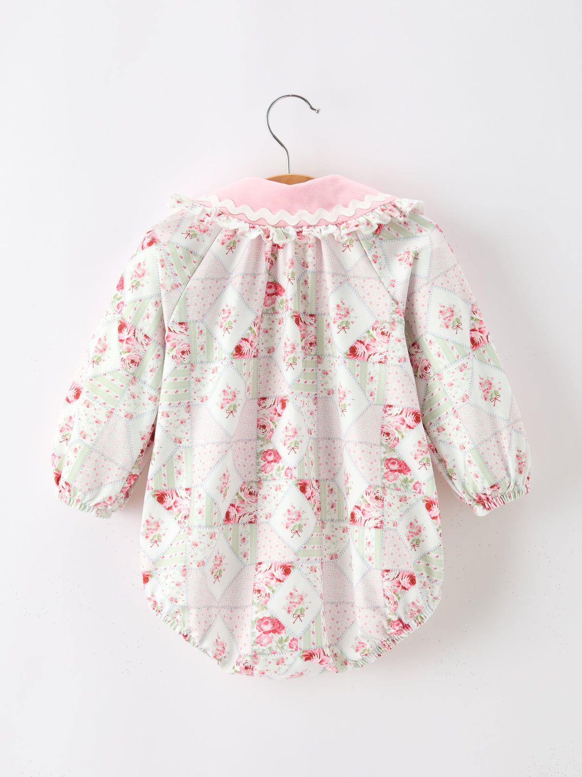 Fall Floral Lace Collar Ruffle Romper Long-sleeved
