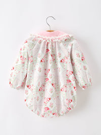 Fall Floral Lace Collar Ruffle Romper Long-sleeved