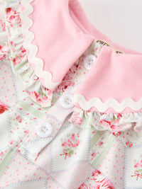 Fall Floral Lace Collar Ruffle Romper Long-sleeved