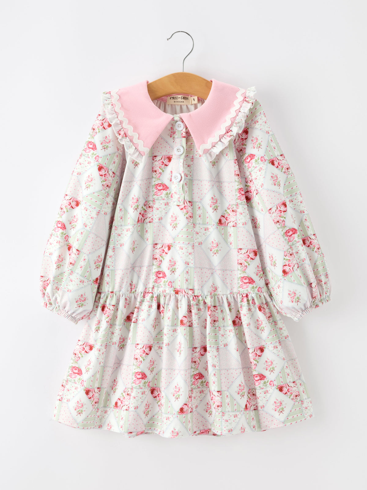 Fall Floral Peter Pan Collar Ruffle Long-sleeved Dress