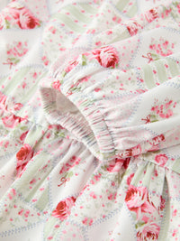 Fall Floral Peter Pan Collar Ruffle Long-sleeved Dress
