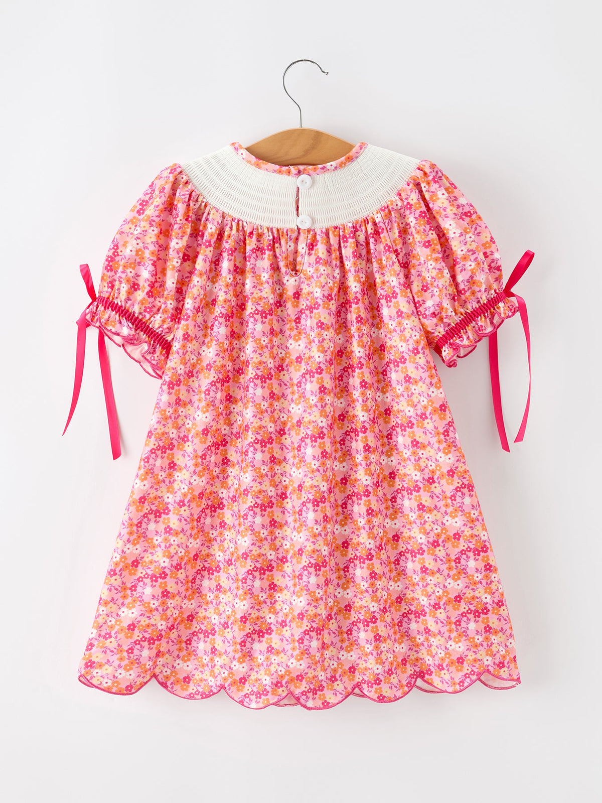 Fall Hot Pink Smocked Twirl Dress
