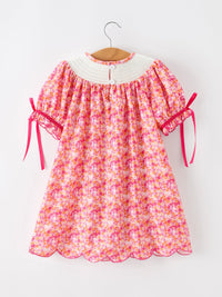 Fall Hot Pink Smocked Twirl Dress