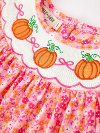Fall Hot Pink Smocked Twirl Dress