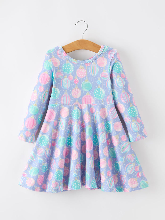 Christmas Ornament Print Twirl Dress