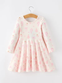 Christmas Ornament Print Flare Dress