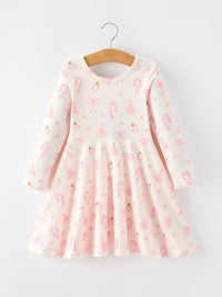 Christmas Ornament Print Flare Dress