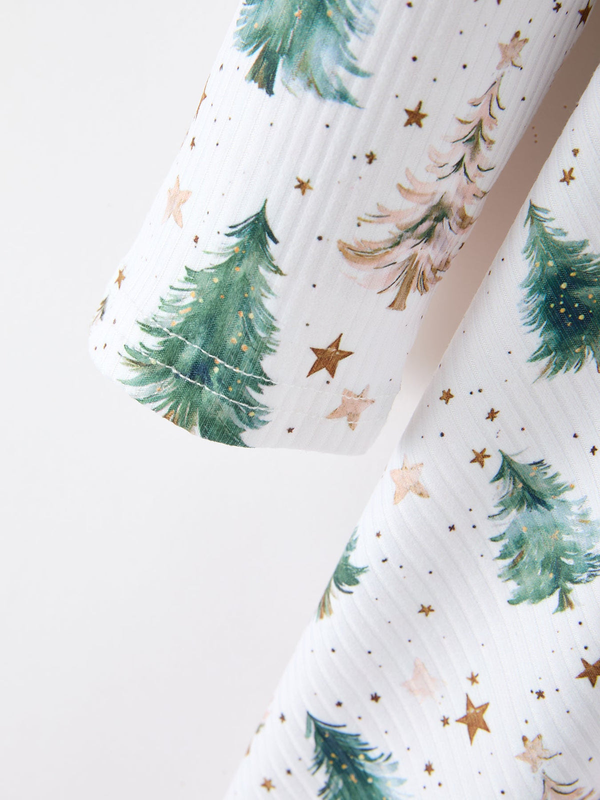 Christmas Tree & Star Ribbed Print Twirl Dress