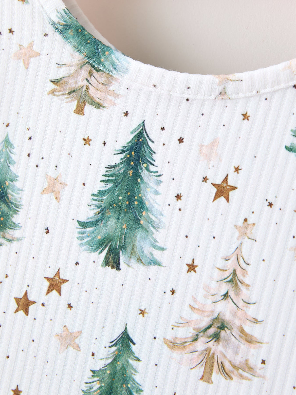 Christmas Tree & Star Ribbed Print Twirl Dress