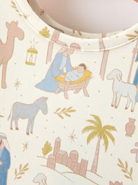 Nativity Print Twirl Long Sleeve Dress