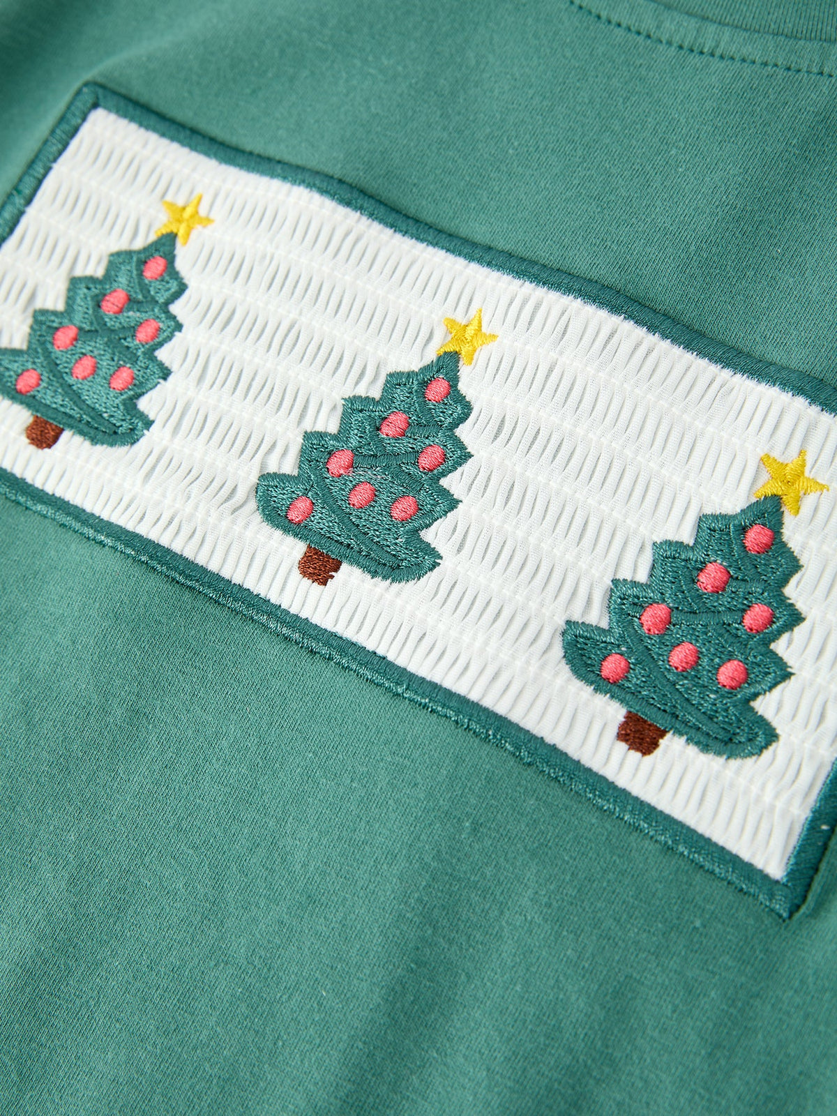 Christmas Embroidered T-Shirt & Plaid Pants Set