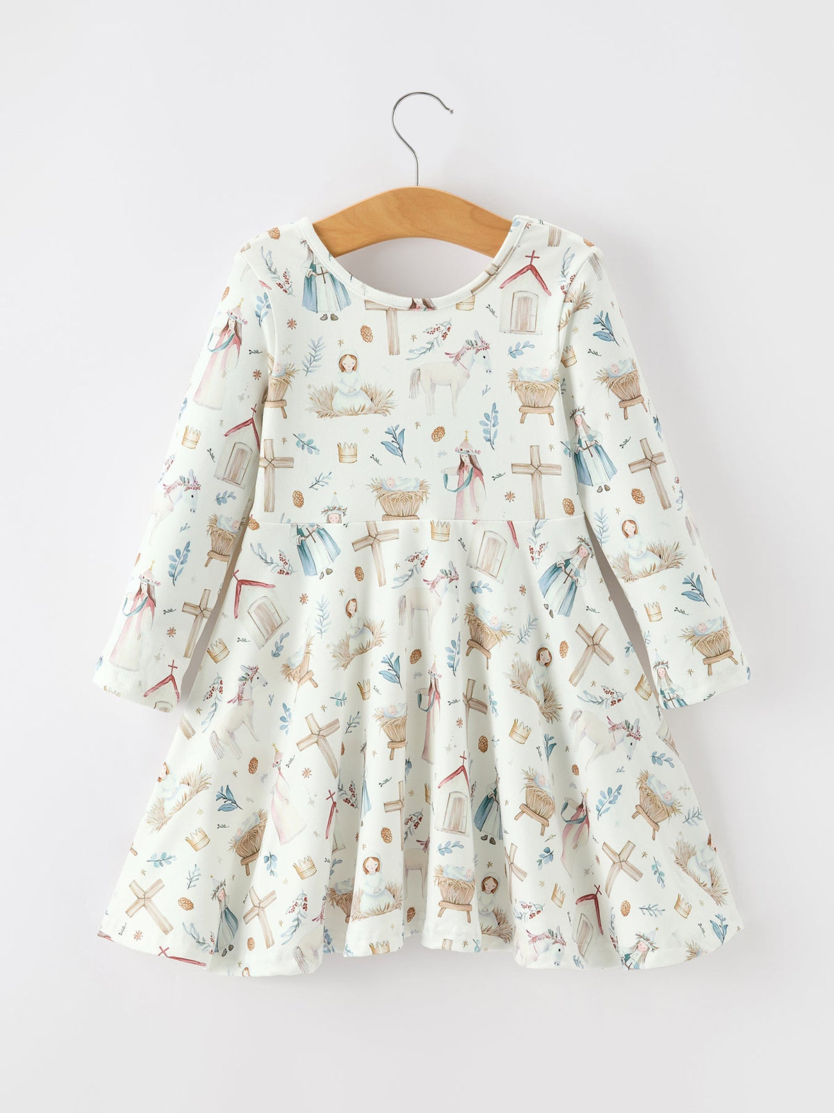 Nativity Scene Winter Print Twirl Dress
