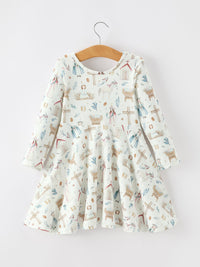 Nativity Scene Winter Print Twirl Dress