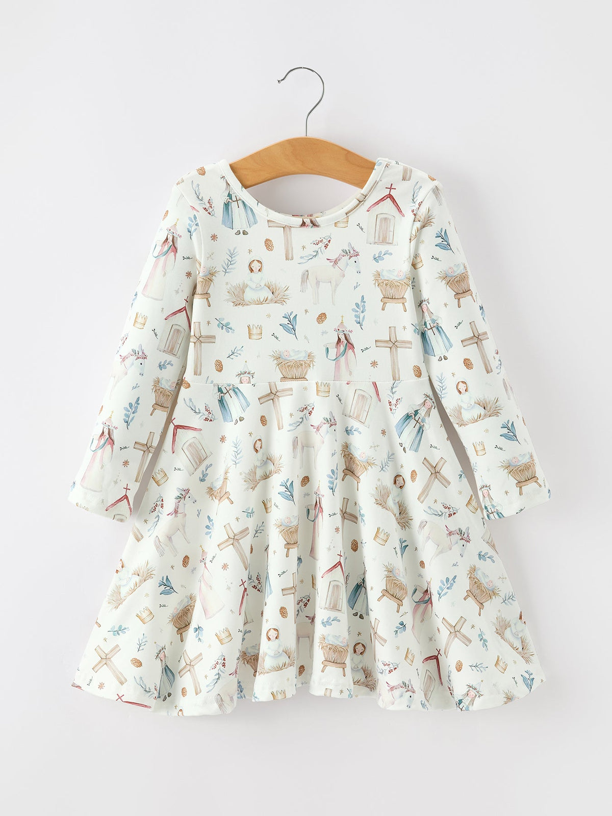 Nativity Scene Winter Print Twirl Dress