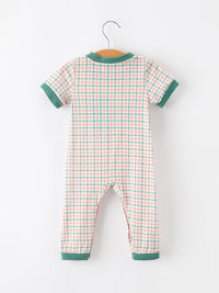 Christmas Embroidered Plaid Jonjon Romper