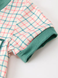 Christmas Embroidered Plaid Jonjon Romper