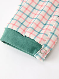 Christmas Embroidered Plaid Jonjon Romper