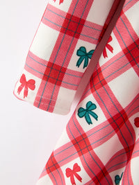 Christmas Candy Cane & Bow Plaid Twirl Dress