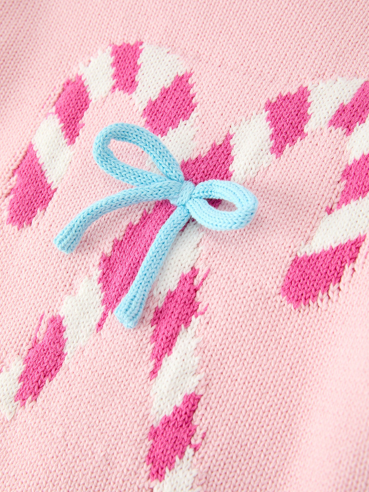 Christmas Candy Cane Bow Knit Sweater