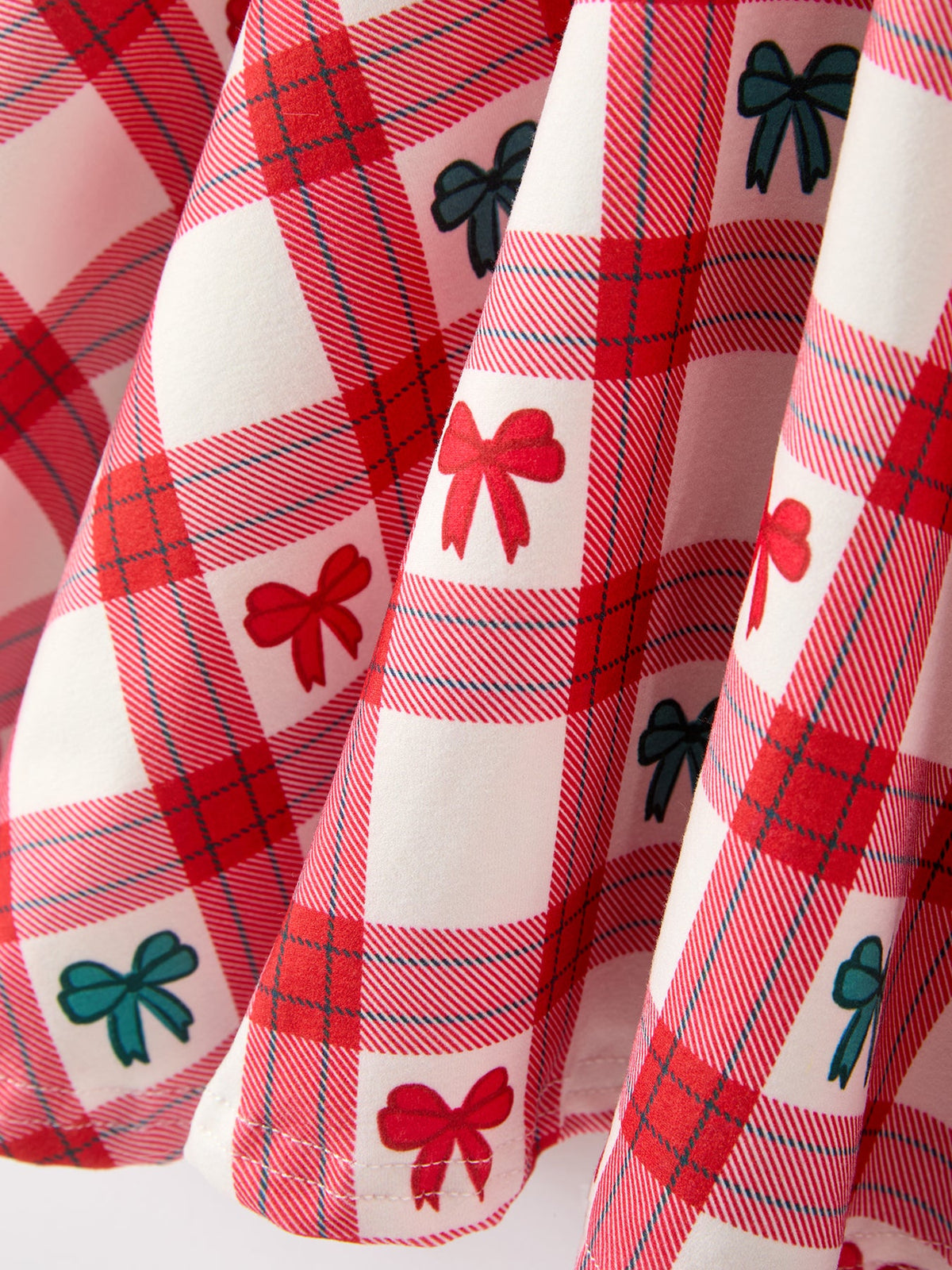 Christmas Candy Cane & Bow Plaid Twirl Dress