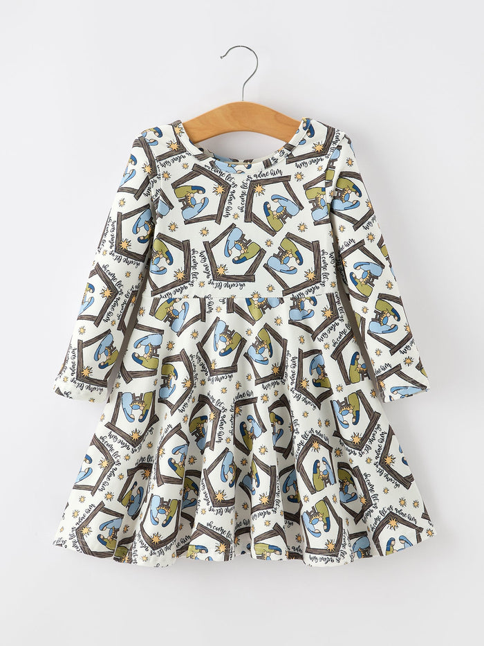Nativity Scene Print Twirl Dress
