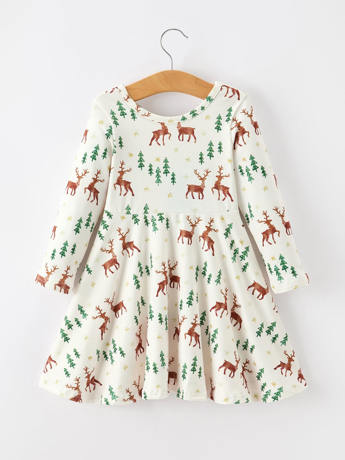 Deer & Pine Tree Holiday Twirl Dress