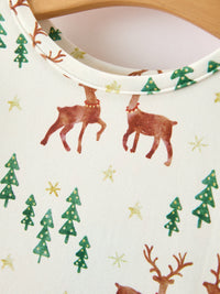 Deer & Pine Tree Holiday Twirl Dress